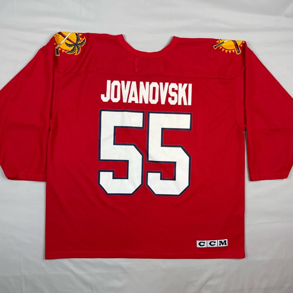 Vtg CCM Florida Panthers Ed Jovanovski Mens Practice Hockey Jersey XL 90s Red